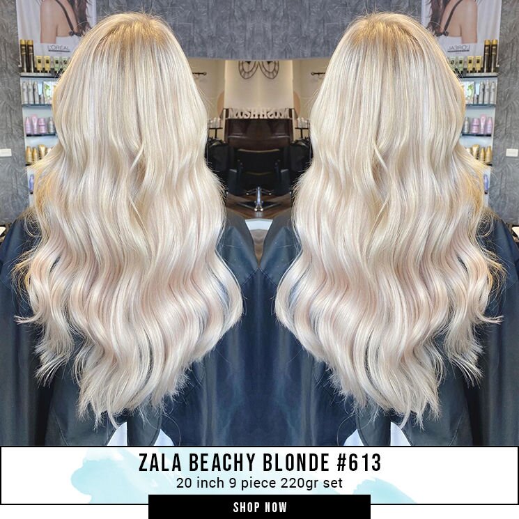 Beachy Blonde 20" Inch Hair Extensions Before & After