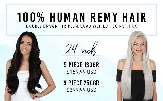 hair extensions clip in human hair 24 inches